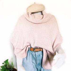 New York & Company Blush Pink Cowl Neck Knit Poncho Top